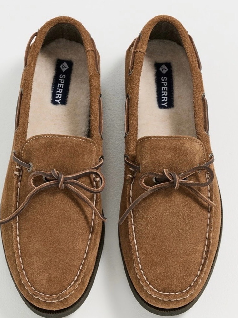 Sperry Ao 1 Eye Sherpa Lined Boat Shoes in Brown